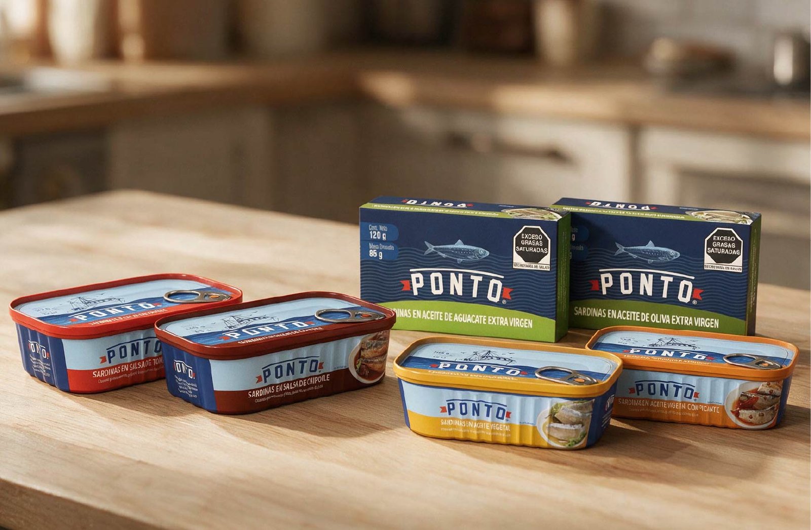 Variedad de sardinas PONTO en salsa y en aceite